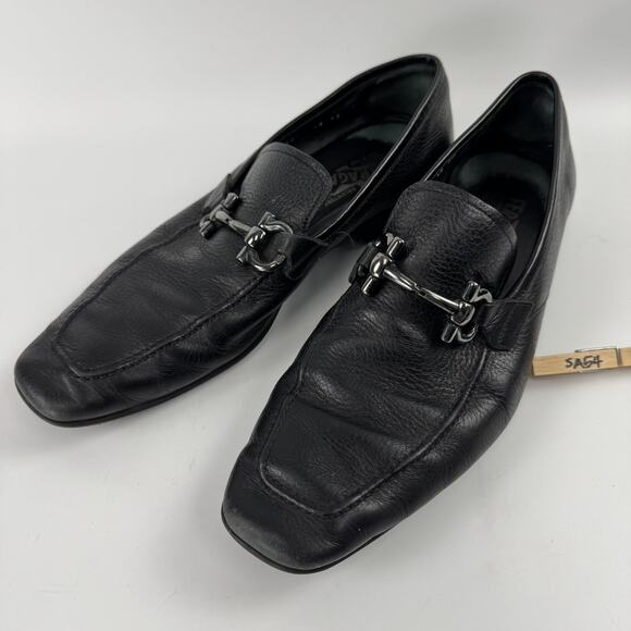 Salvatore E Ferragamo Black Horse Bit Loafer Dress Shoes Vibram Mens 10 main image 5